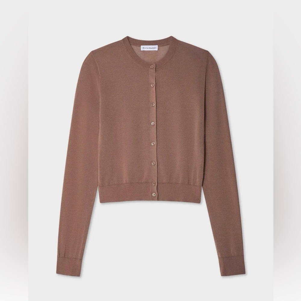 WHITE AND WARREN
PAPERFINE CREWNECK CARDIGAN | MOCHA